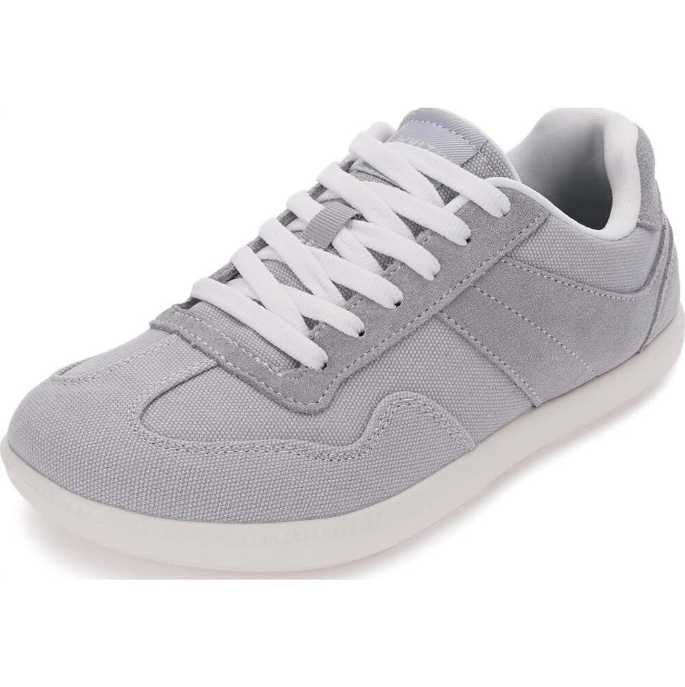 Whitin Feather Sneakers Wide Toe Box Canvas Lace Up Zero Drop Sole Gray 9